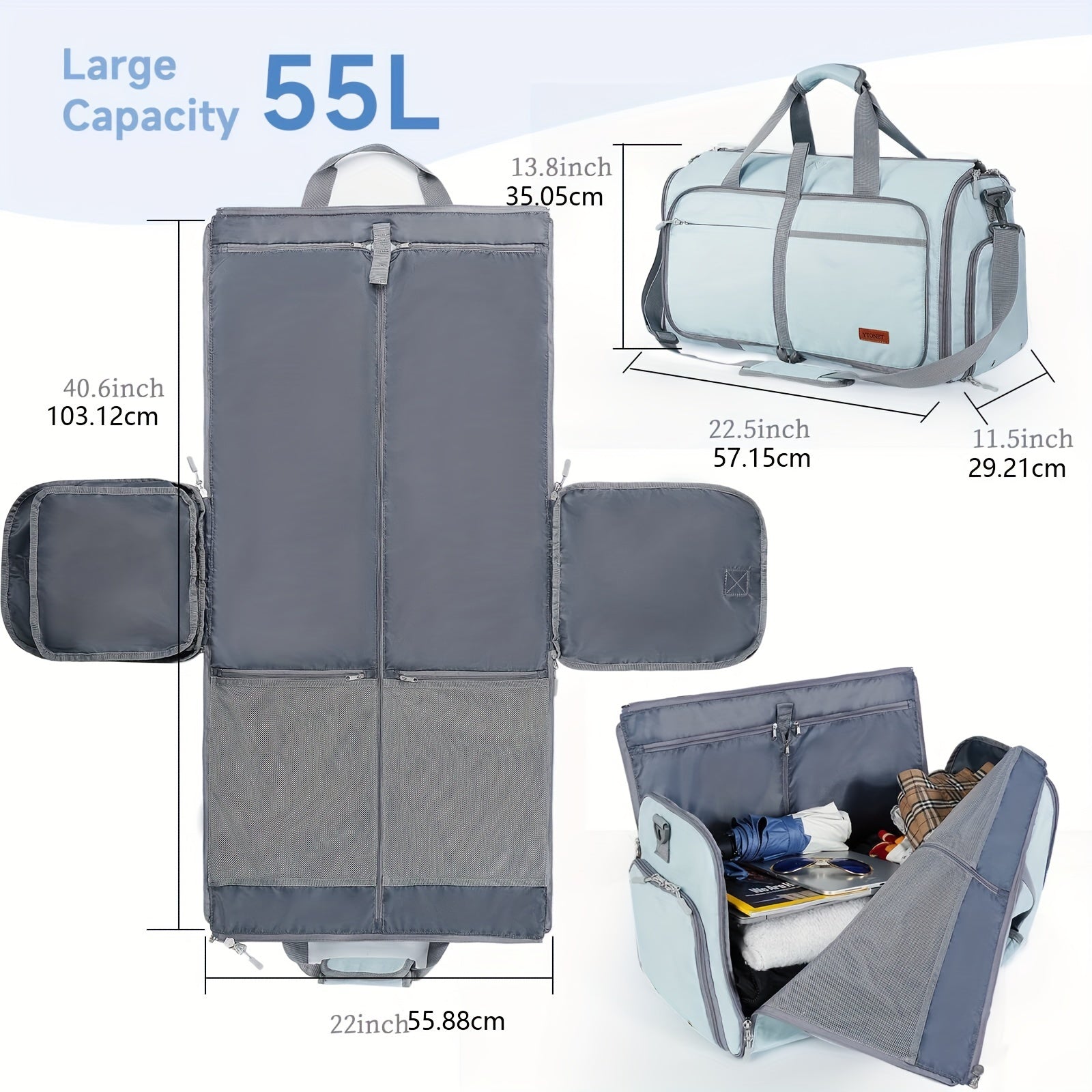 2-in-1 Foldable Convertible Travel Garment Bag