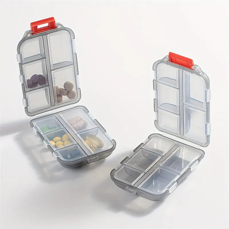 3-Pack Plastic Travel Pill Organizer Box with 14 Compartments and Labels