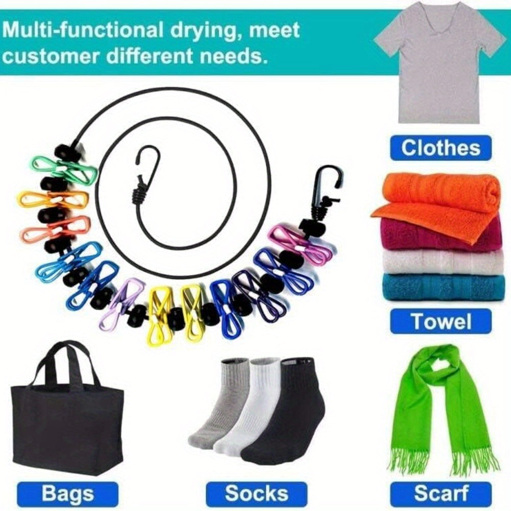 12-Pack Portable Clothesline Set with Carrying Bag