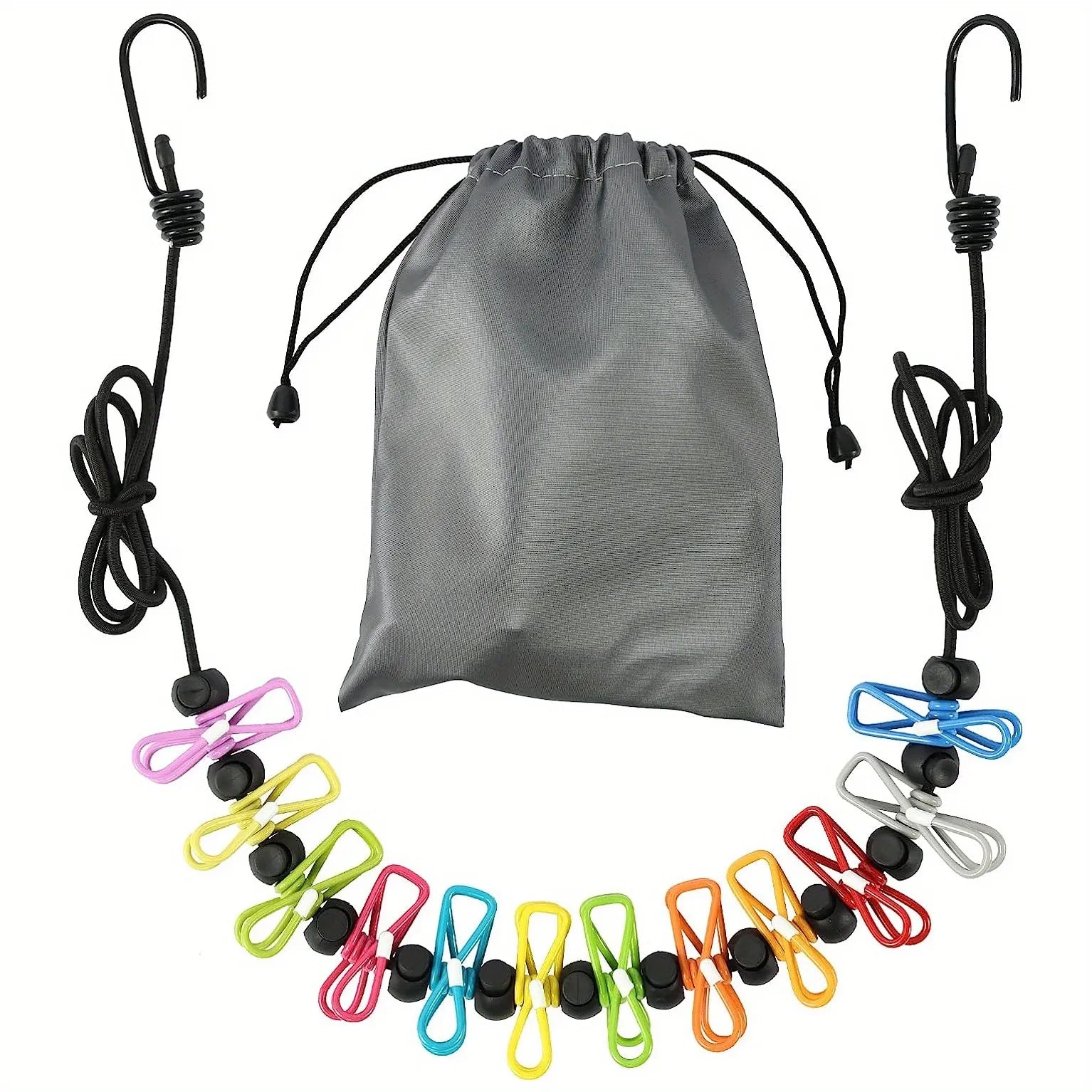 12-Pack Portable Clothesline Set with Carrying Bag