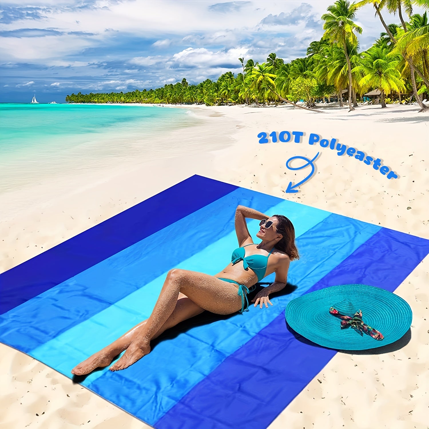 1pc Oversized Waterproof Beach Blanket For 4-7 Adults - Lightweight & Sandproof Picnic Mat For Travel, Camping, Hiking