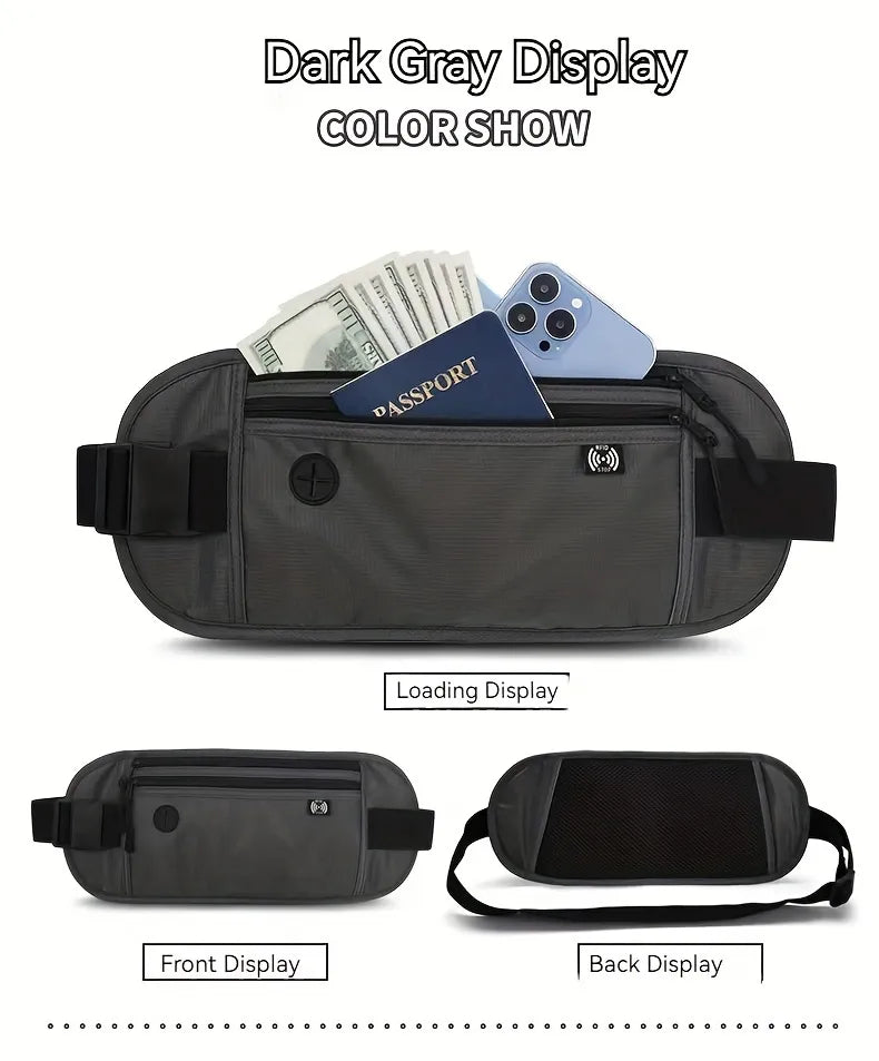 Travel Money Belt Bag, Passport Holder Secure Travel Wallet With RFID Blocking, Fanny Pack