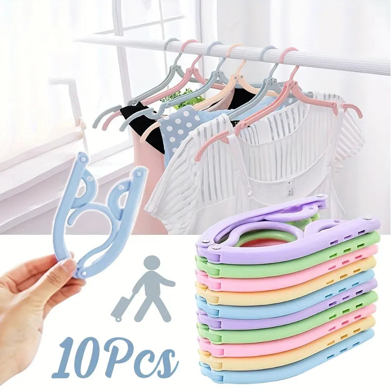 10pcs Foldable Travel Cloth Hanger Anti-slip Design Dry Hanger Anti-slip Hange