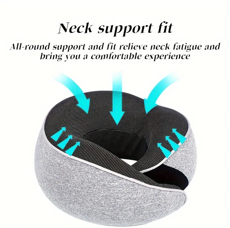 1pc Travel Pillow Pure Memory Foam Neck Pillow, Comfortable And Breathable Cover, Machine Washable, Airplane Travel Kit, Rest Pillow, For Flying