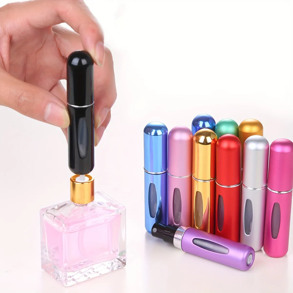 Perfume Refill Bottle Portable Mini Refillable Spray Jar Scent Pump Case Empty Cosmetic Containers Atomizer For Travel 0.17oz