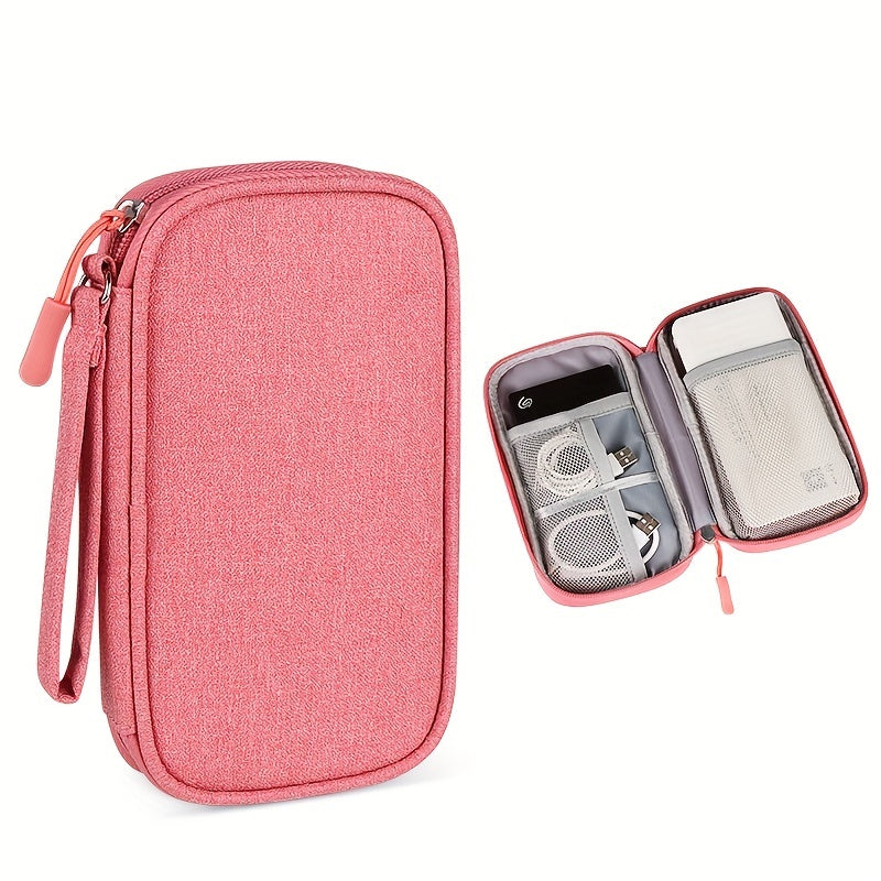 Portable Data Cable Travel Storage Bag - Organize Electronic Accessories, Cellphone Charger, USB Power Pack Cube