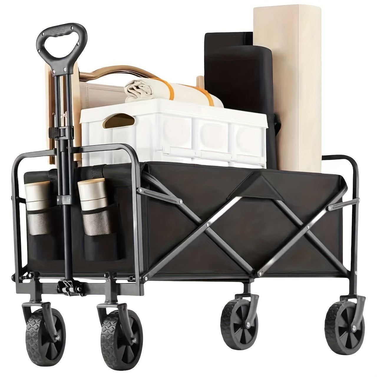 Heavy-Duty Collapsible Utility Wagon Cart with 330lbs Load Capacity