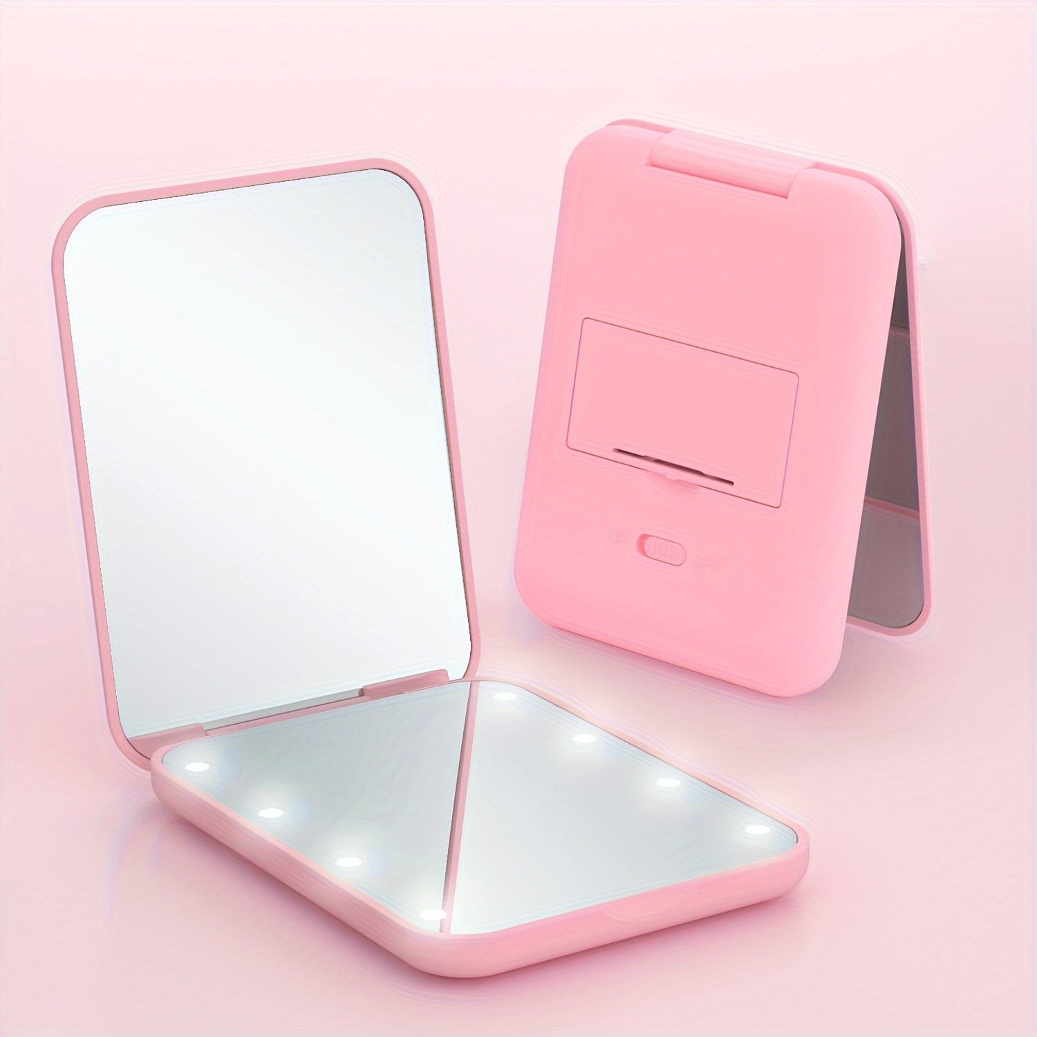 LED Mini Travel Makeup Mirror - Compact Double-Sided Pocket Mirror with 1X/3X Magnification