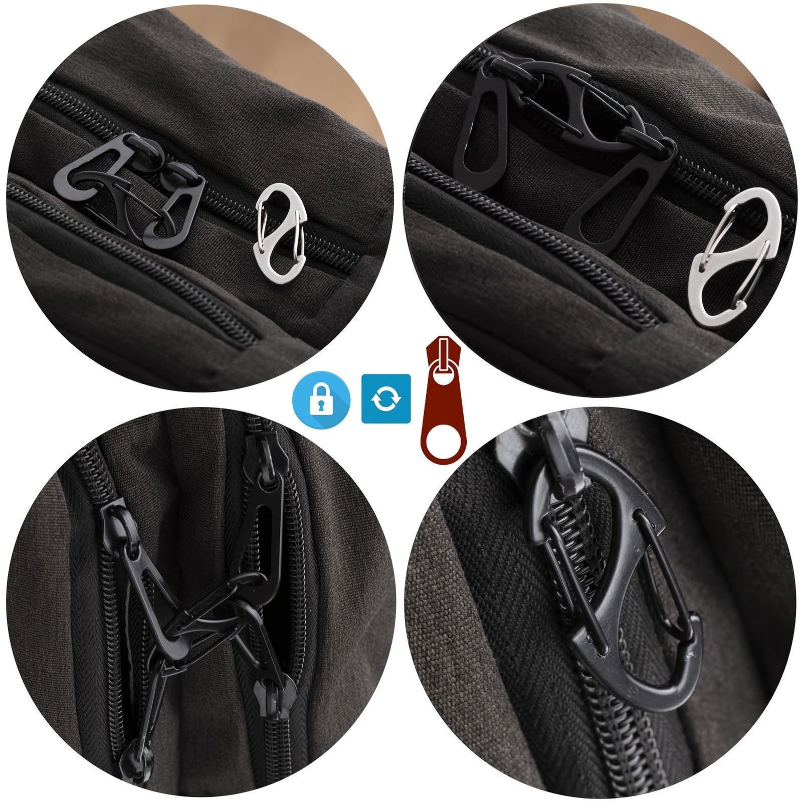 6pcs Backpack Zipper Lock Set, Anti-theft Zipper Clip Keeps Zipper Closed, Backpack Buckle Alloy Outdoor