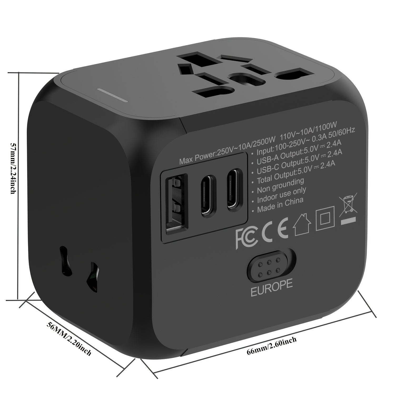 1/2pcs Universal Travel Adapter