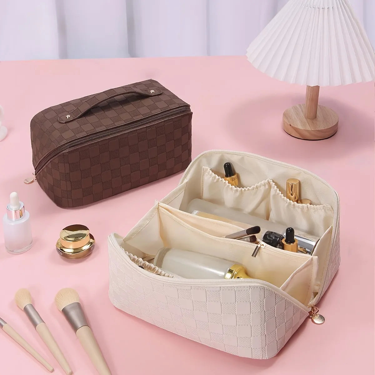 1 Piece PU Pillow Cosmetic Bag Portable Travel Large Capacity Toiletry Bag Desktop Cosmetics Packaging Storage Bag