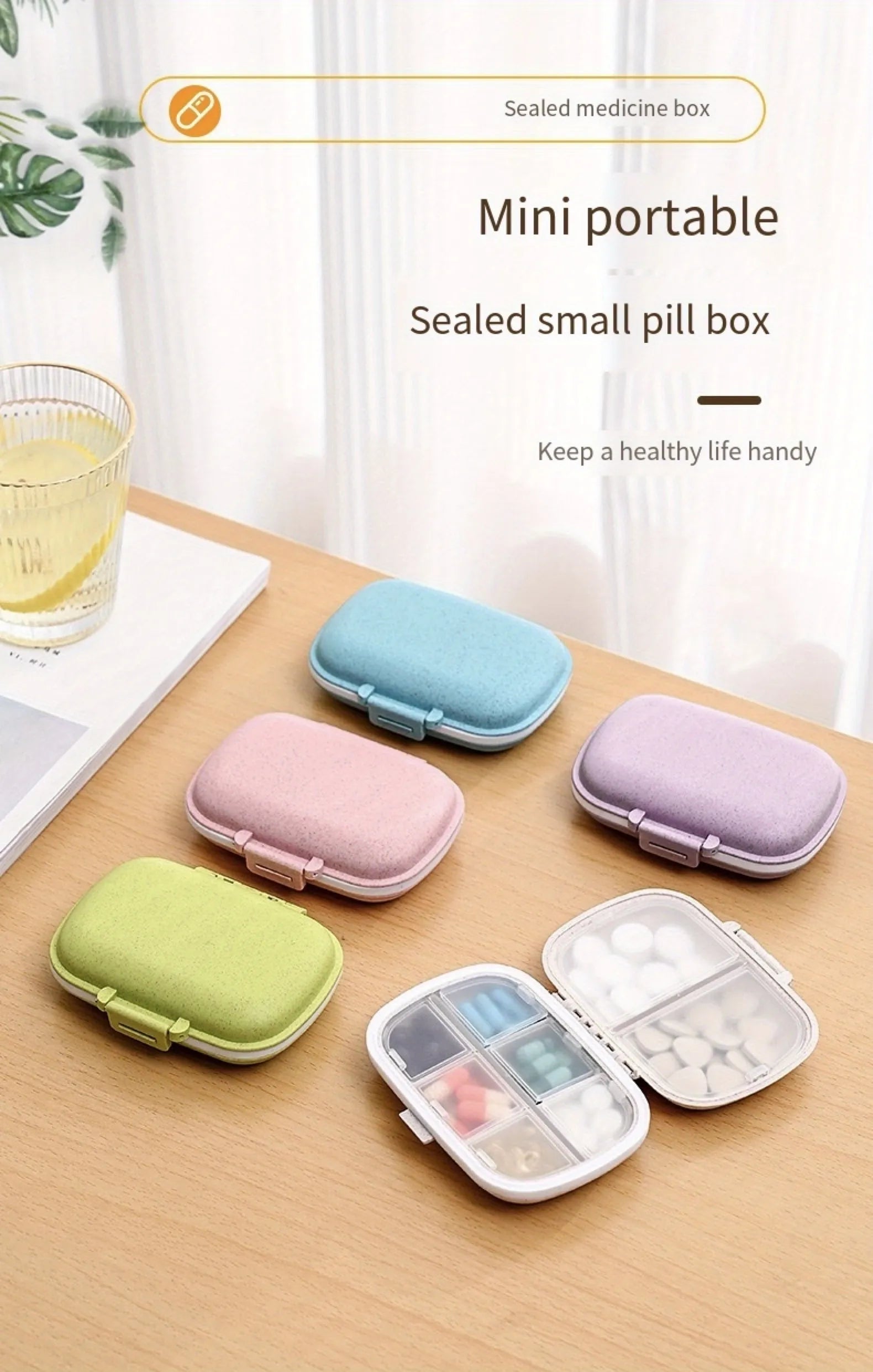 1pc Portable Pill Box For Travel, 8 Compartments For Medicine And Vitamins, Fits In Pocket Or Purse, Secure Storage For Daily Doses