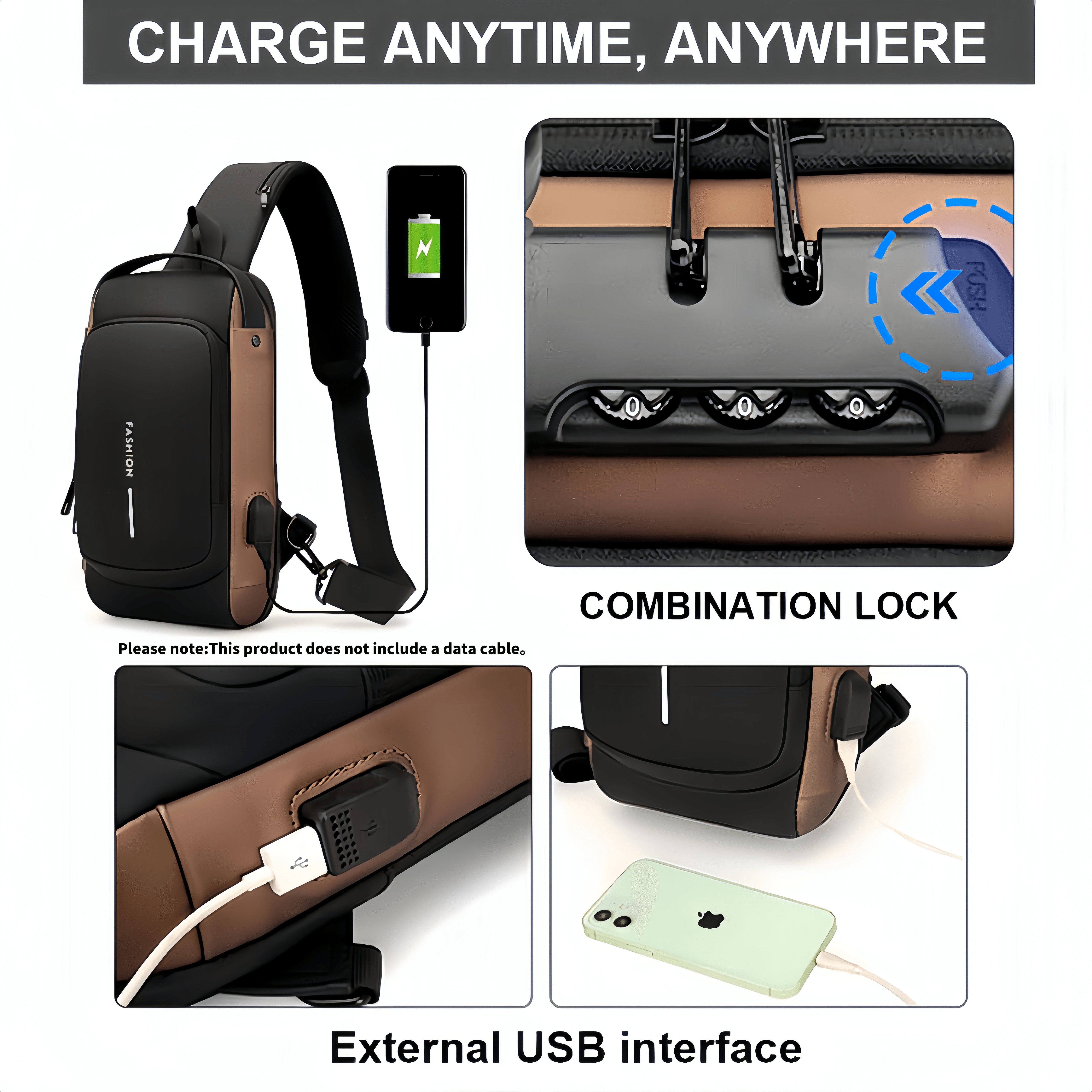 Stylish Multi-functional Sling Bag with Advanced Password Lock