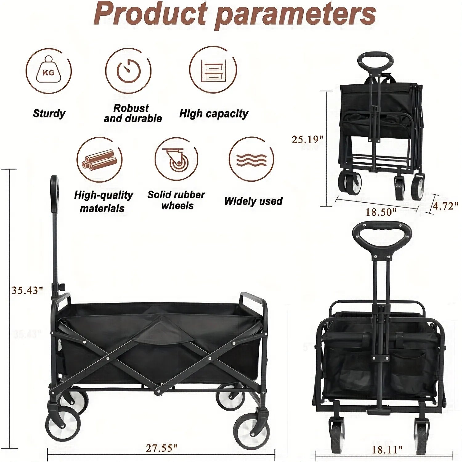 Heavy-Duty Collapsible Utility Wagon Cart with 330lbs Load Capacity