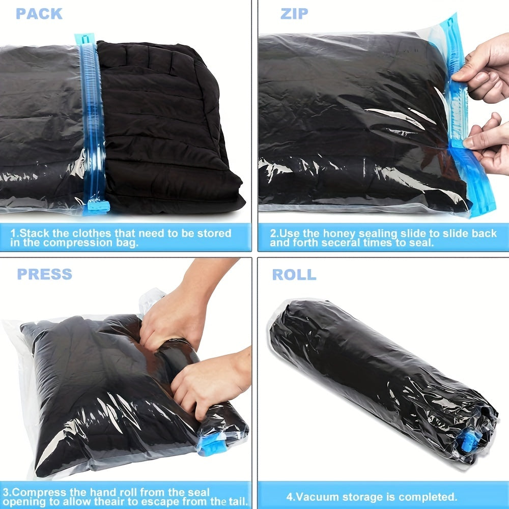 10pcs Space Saver Compression Bags - No Vacuum or Pump Needed