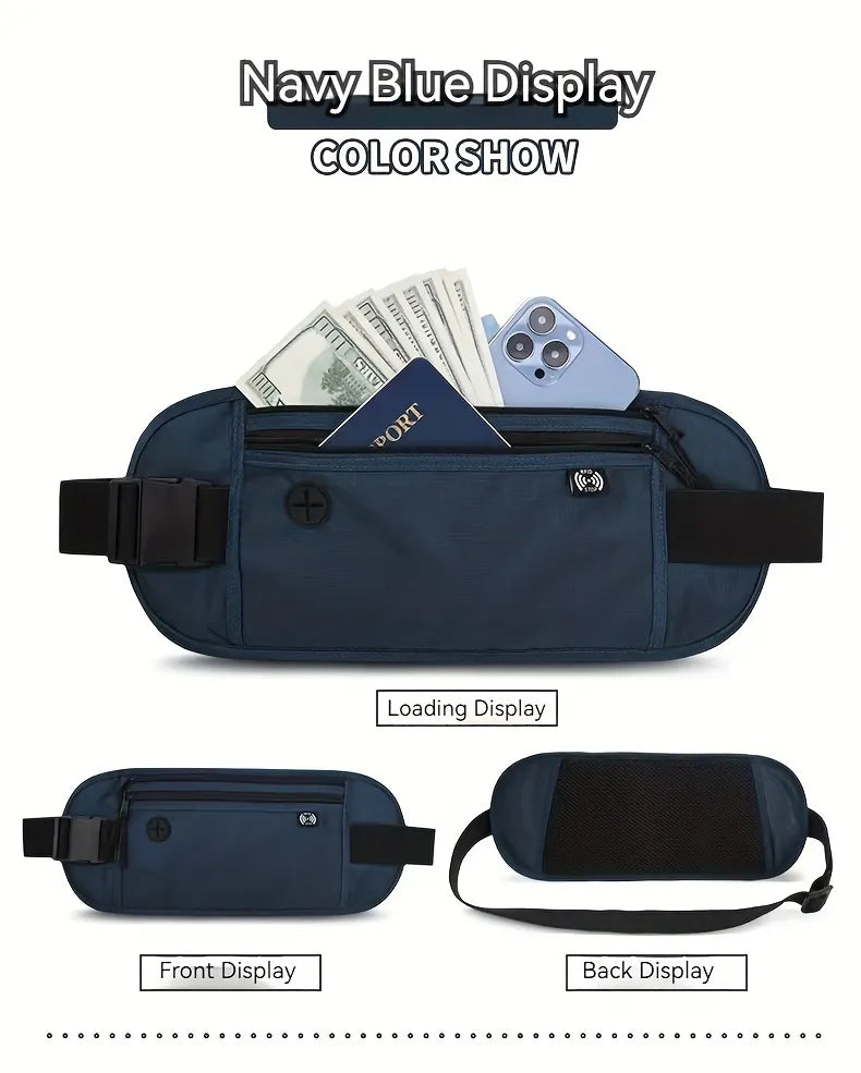 Travel Money Belt Bag, Passport Holder Secure Travel Wallet With RFID Blocking, Fanny Pack