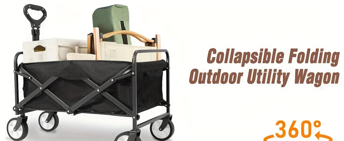 Heavy-Duty Collapsible Utility Wagon Cart with 330lbs Load Capacity