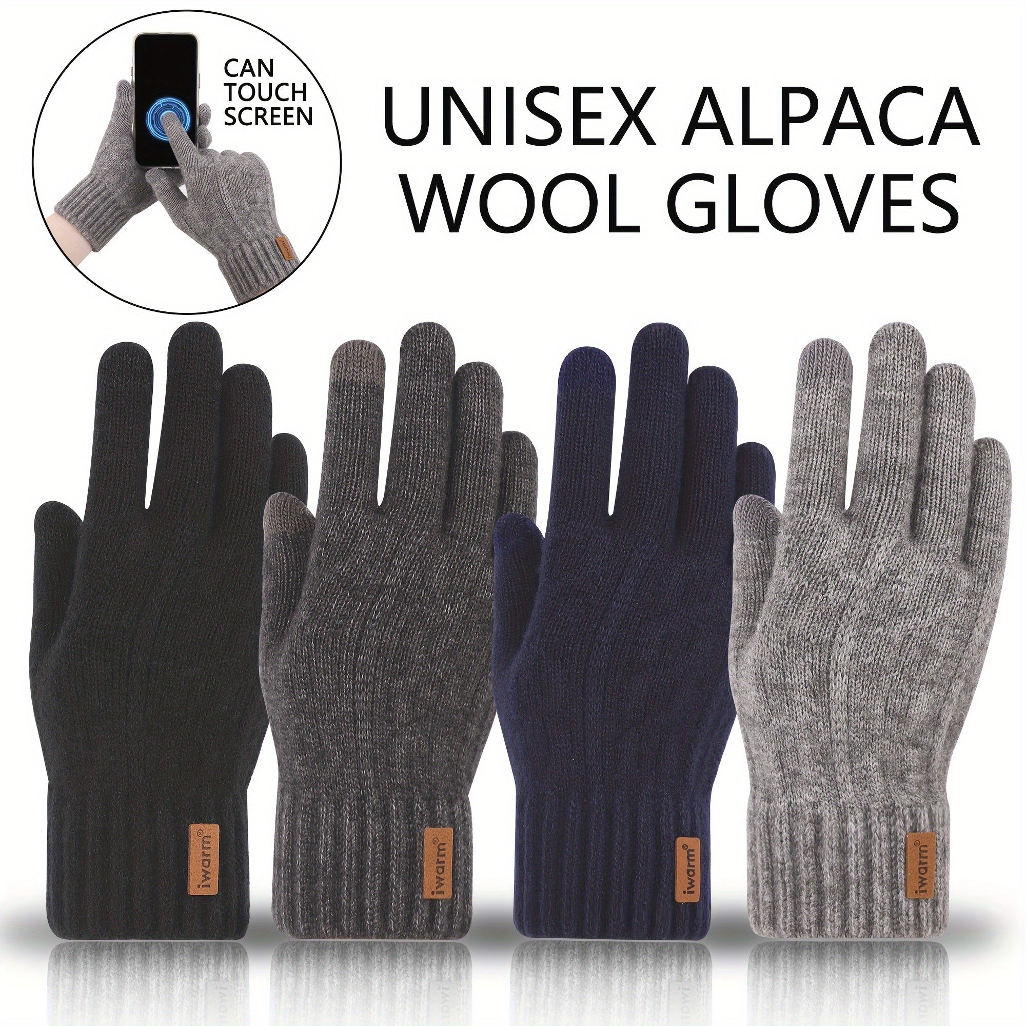 Unisex Alpaca Wool Gloves: Touchscreen Compatible