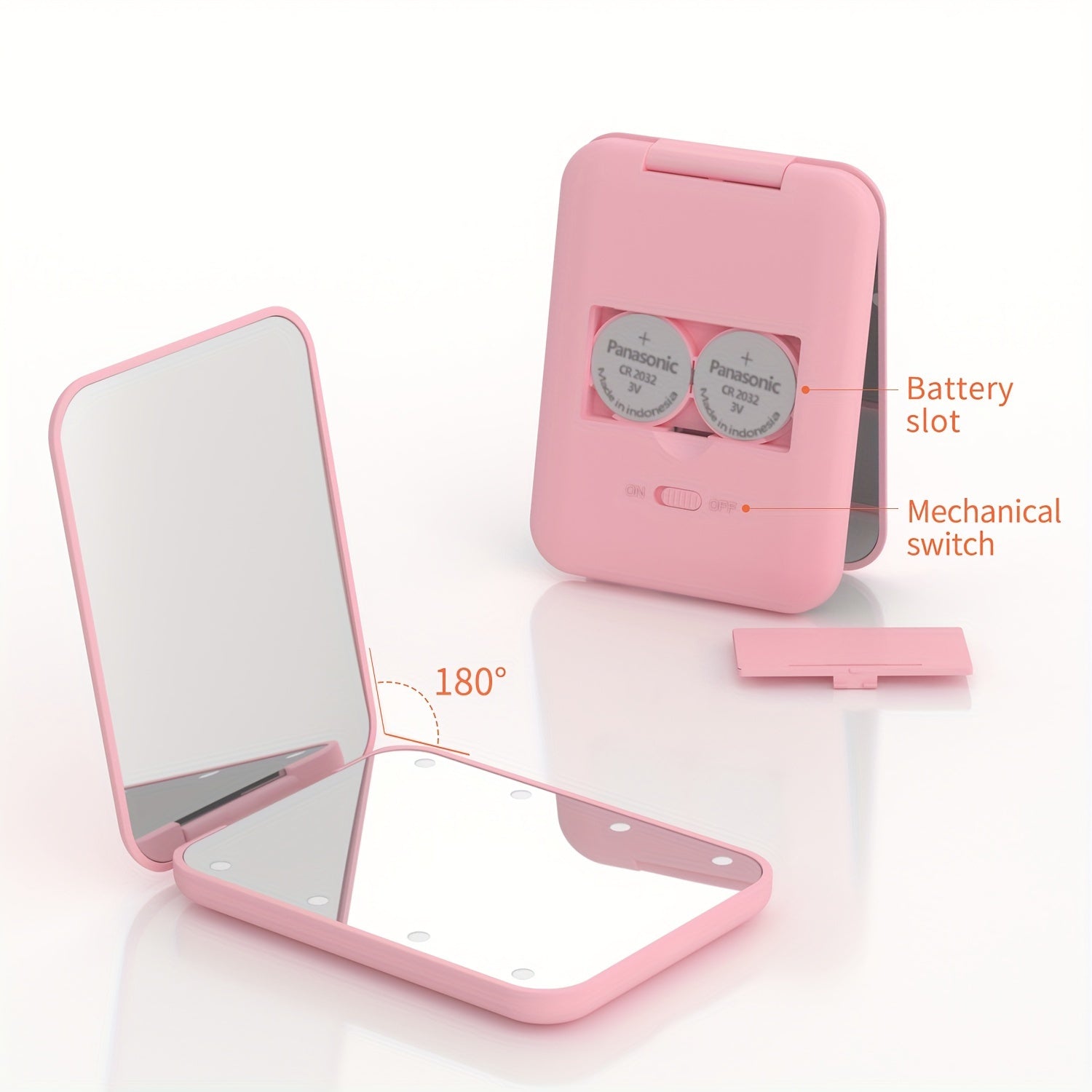 LED Mini Travel Makeup Mirror - Compact Double-Sided Pocket Mirror with 1X/3X Magnification