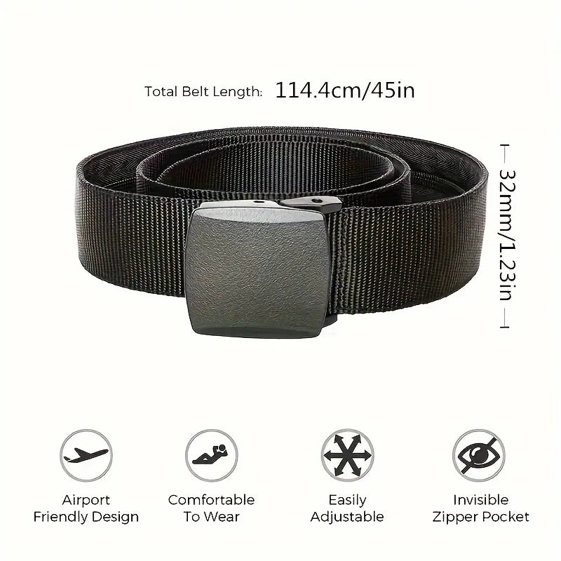 Travel Cash Belt, Portable Hidden Money Strap Belt, Wallet Waist Belt For Men