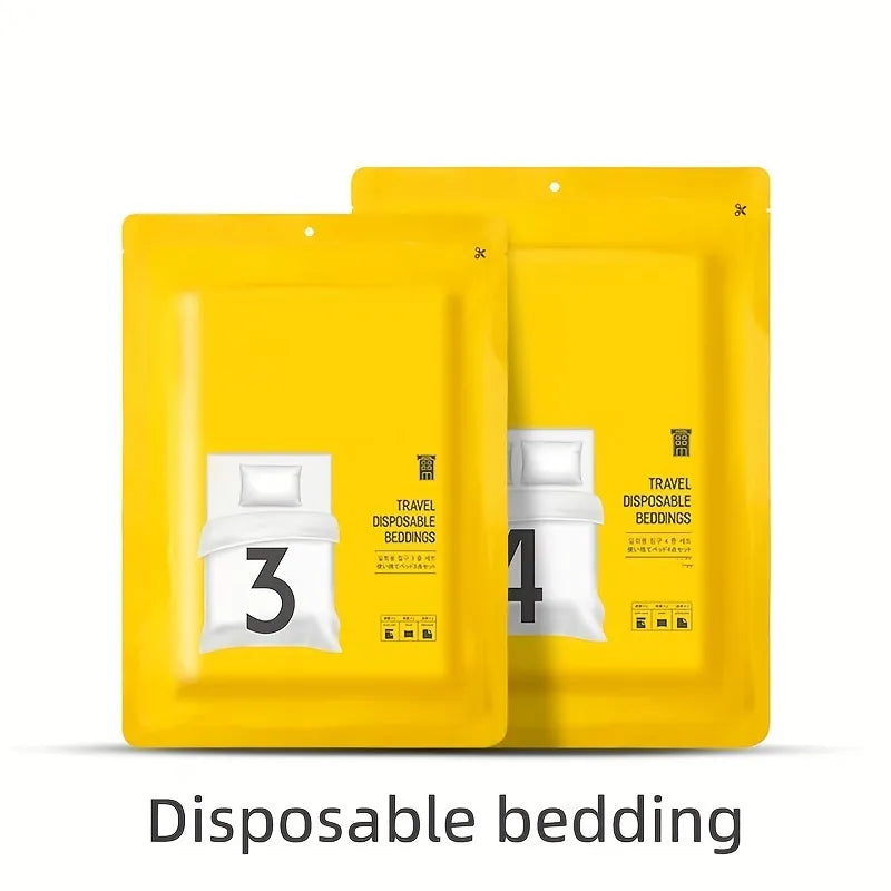 3/4pcs Disposable Bedding Business Trip Anti-fouling Travel Hotel B&B SMS Material Quilt Cover Sheet Pillow Cover Bedding Sets