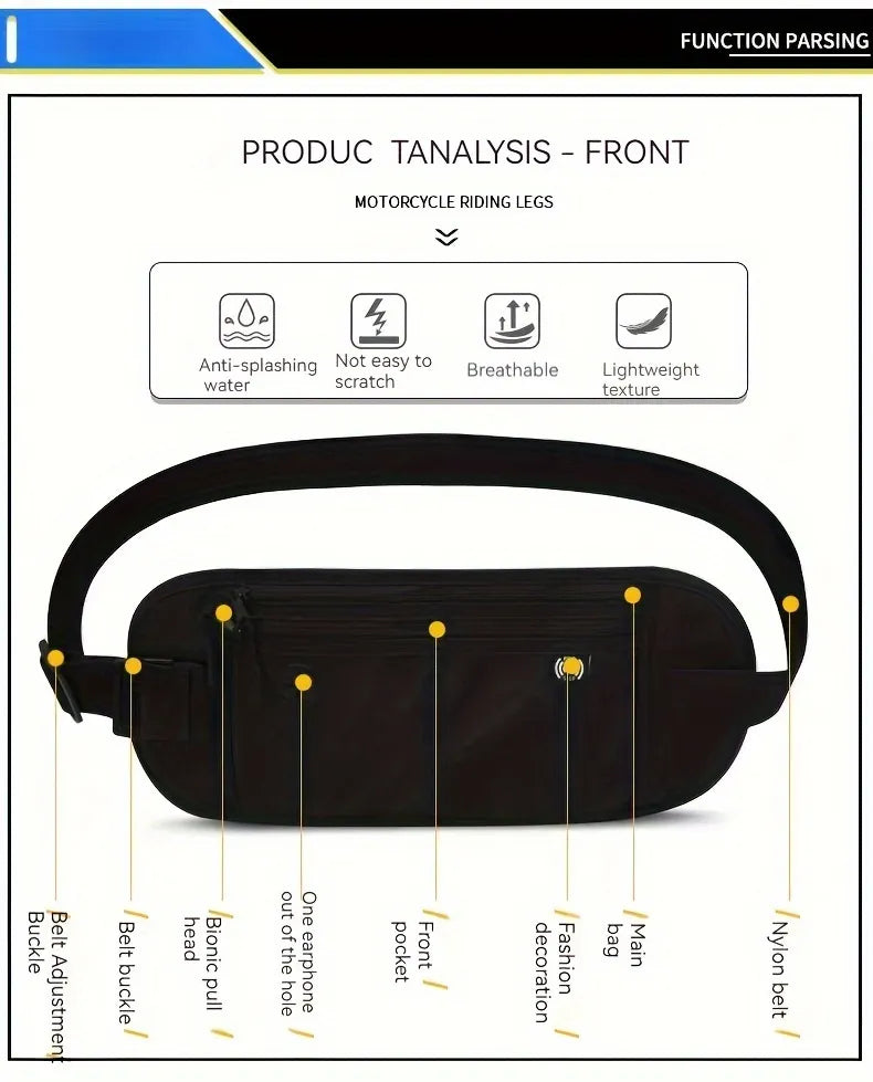 Travel Money Belt Bag, Passport Holder Secure Travel Wallet With RFID Blocking, Fanny Pack