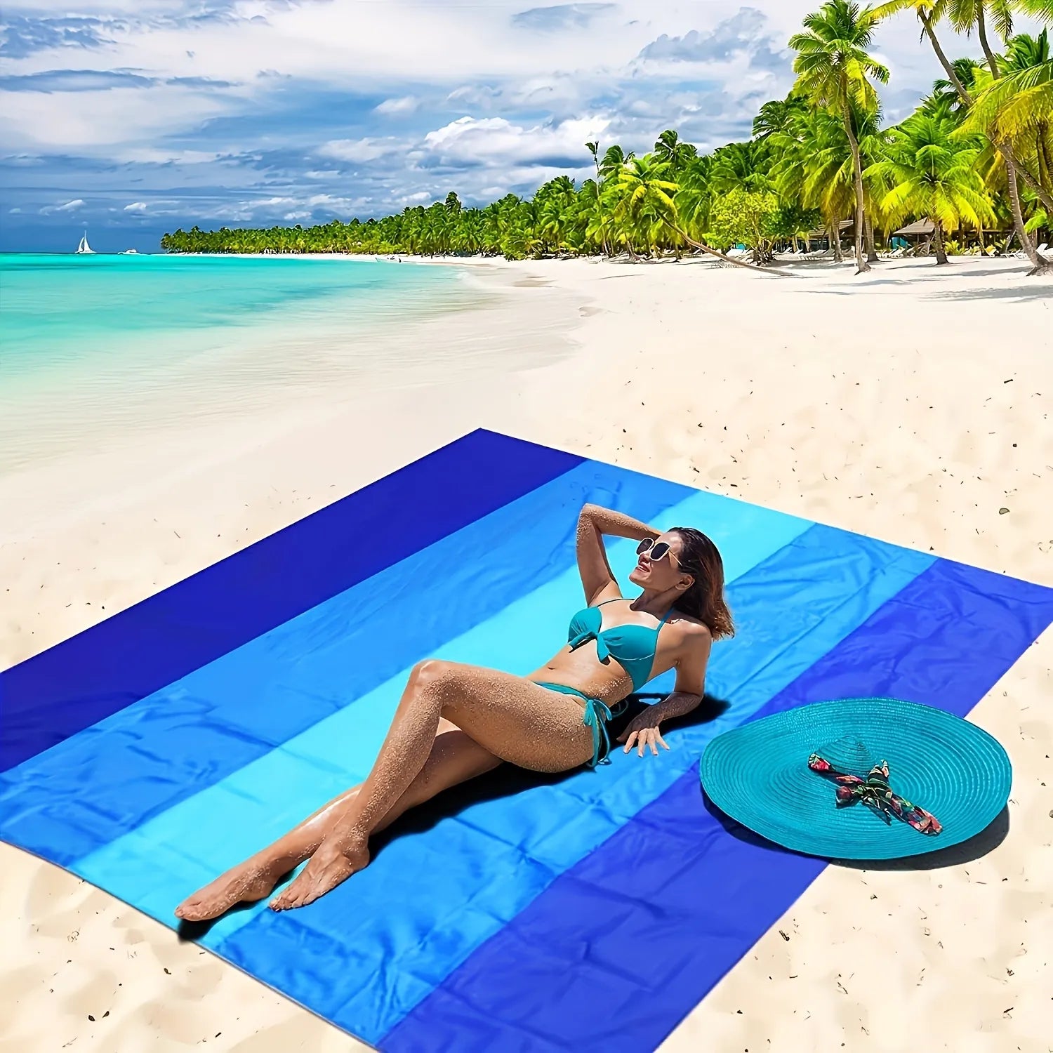 1pc Oversized Waterproof Beach Blanket For 4-7 Adults - Lightweight & Sandproof Picnic Mat For Travel, Camping, Hiking