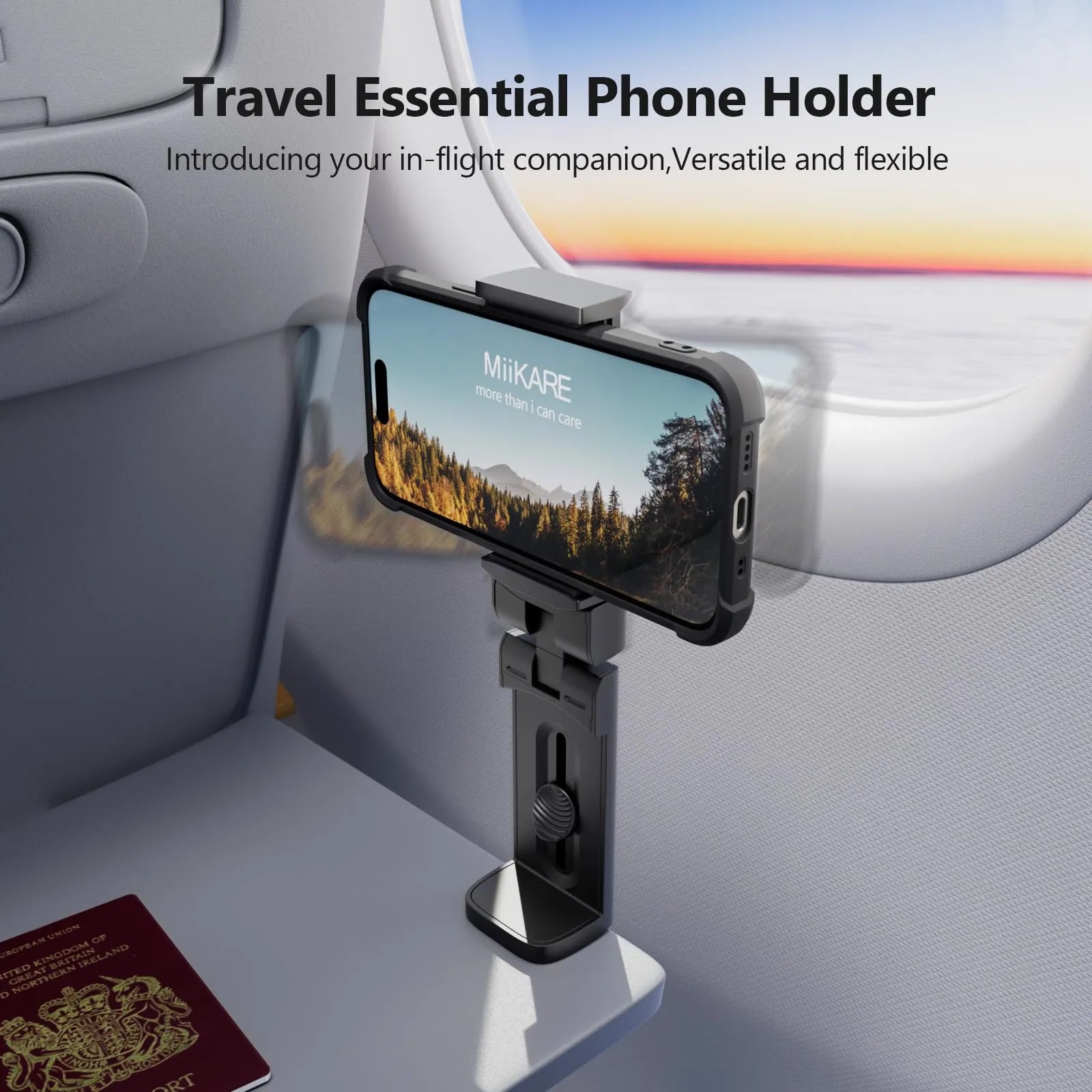 360 rotating multi-function folding mobile phone desktop stand for airplane seat