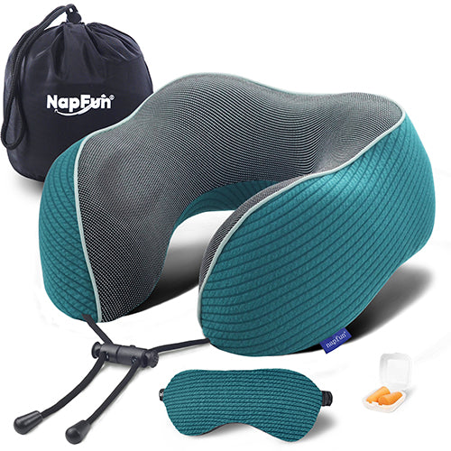 Neck Pillow for Traveling, Upgraded Travel Neck Pillow for Airplane 100% Pure Memory Foam Travel Pillow for Flight Headrest SleepFor Summer