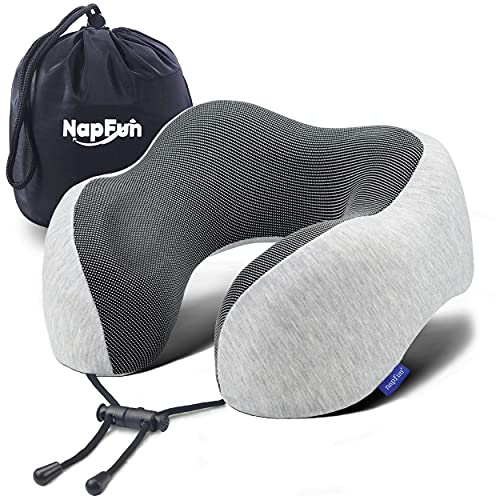 Neck Pillow for Traveling, Upgraded Travel Neck Pillow for Airplane 100% Pure Memory Foam Travel Pillow for Flight Headrest SleepFor Summer