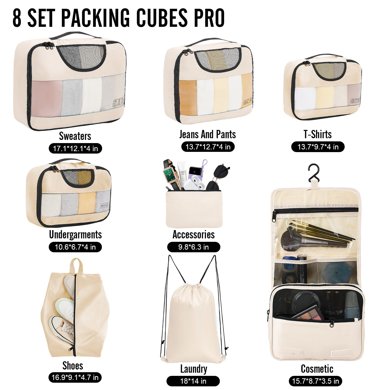 8 Set Packing Cubes for Suitcases