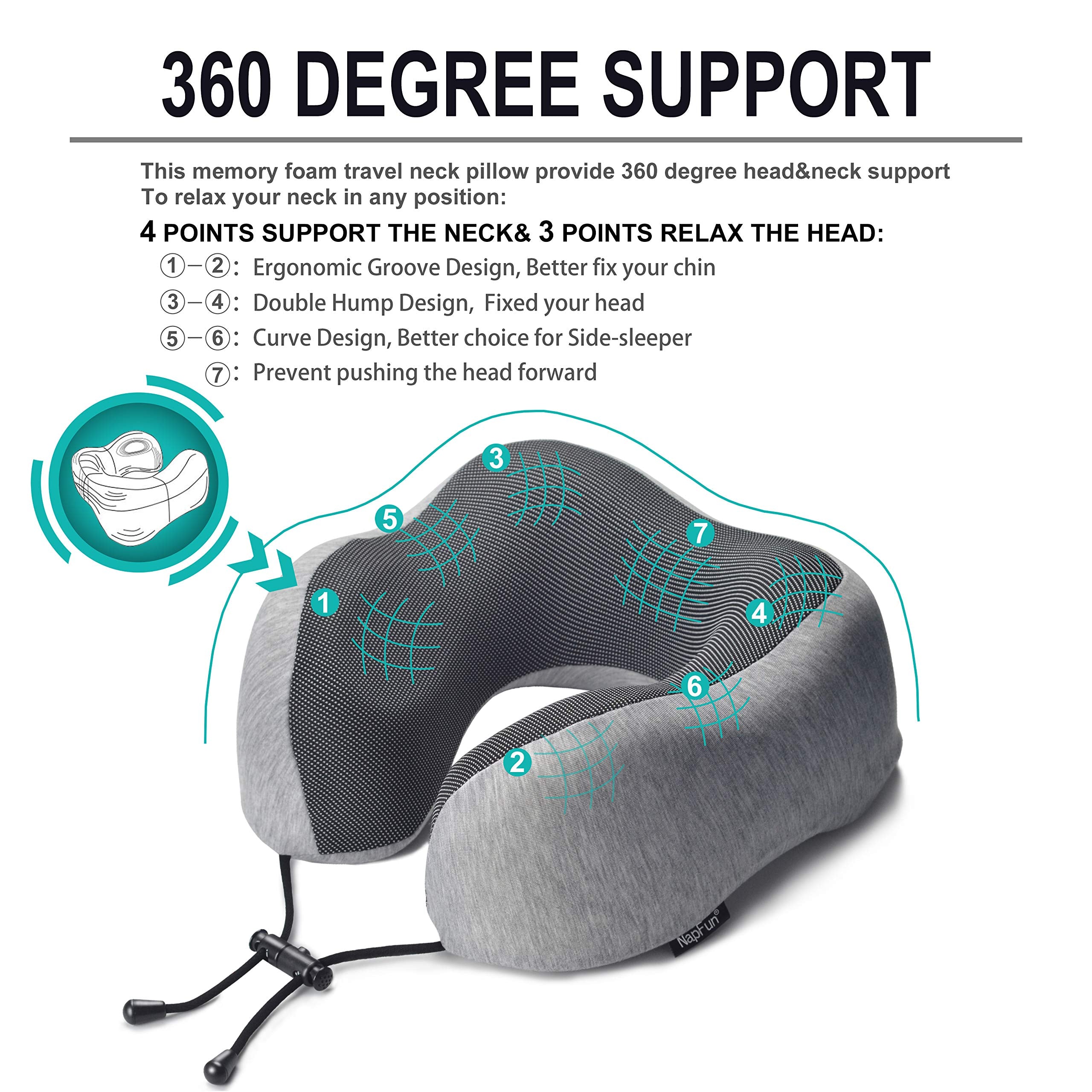 Neck Pillow for Traveling, Upgraded Travel Neck Pillow for Airplane 100% Pure Memory Foam Travel Pillow for Flight Headrest SleepFor Summer