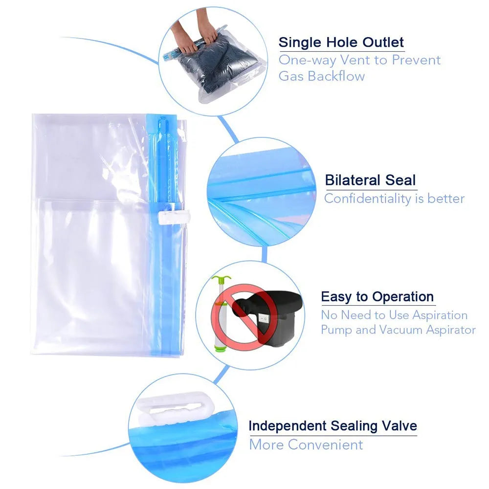 10pcs Space Saver Compression Bags - No Vacuum or Pump Needed