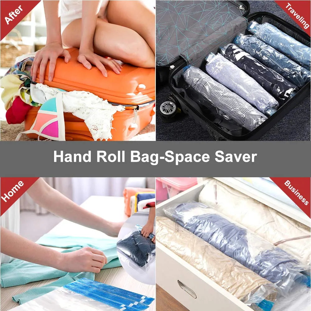 10pcs Space Saver Compression Bags - No Vacuum or Pump Needed