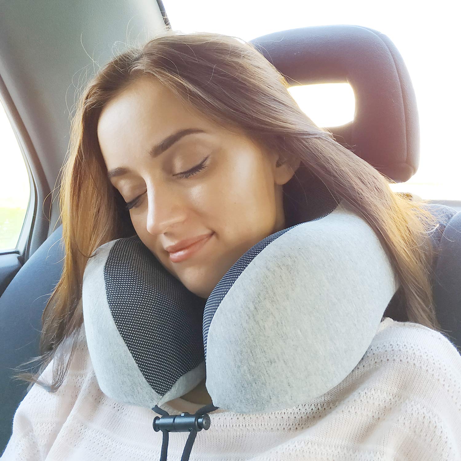 Neck Pillow for Traveling, Upgraded Travel Neck Pillow for Airplane 100% Pure Memory Foam Travel Pillow for Flight Headrest SleepFor Summer