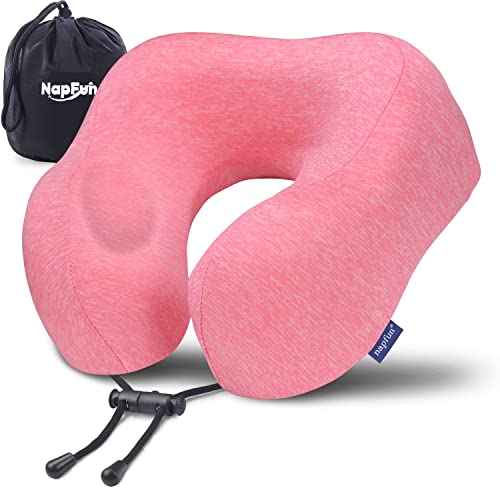 Neck Pillow for Traveling, Upgraded Travel Neck Pillow for Airplane 100% Pure Memory Foam Travel Pillow for Flight Headrest SleepFor Summer